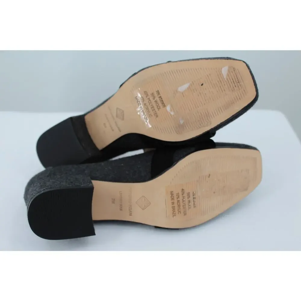 Antonio Melani Slip On Heeled Shoe Size 7M Bow Wool Blend Close Toe Gray
